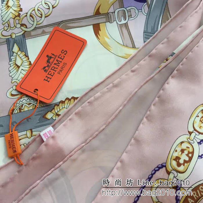 HERMES愛馬仕2018專櫃新品真絲緞面燙金大方巾 LLWJ6568
